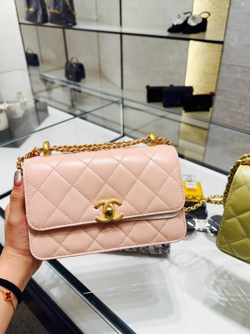 Chanel 24C Pink Double Pearl Crush, Luxury, Bags & Wallets on Carousell