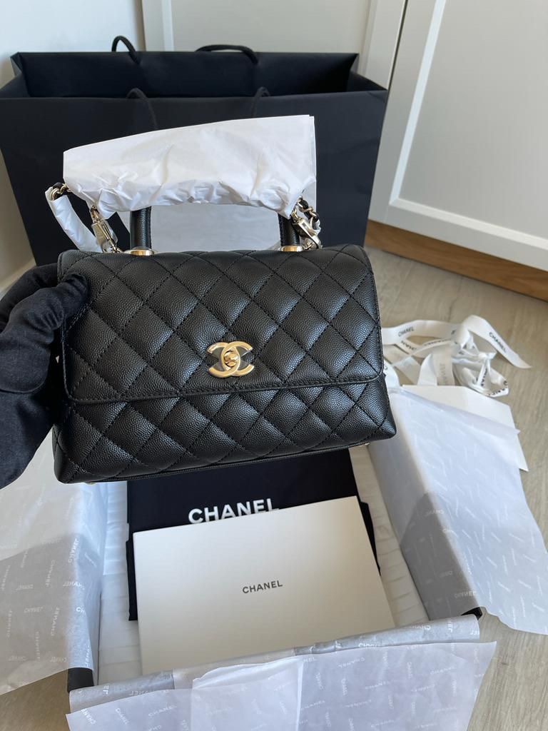 Chanel coco handle mini black deals