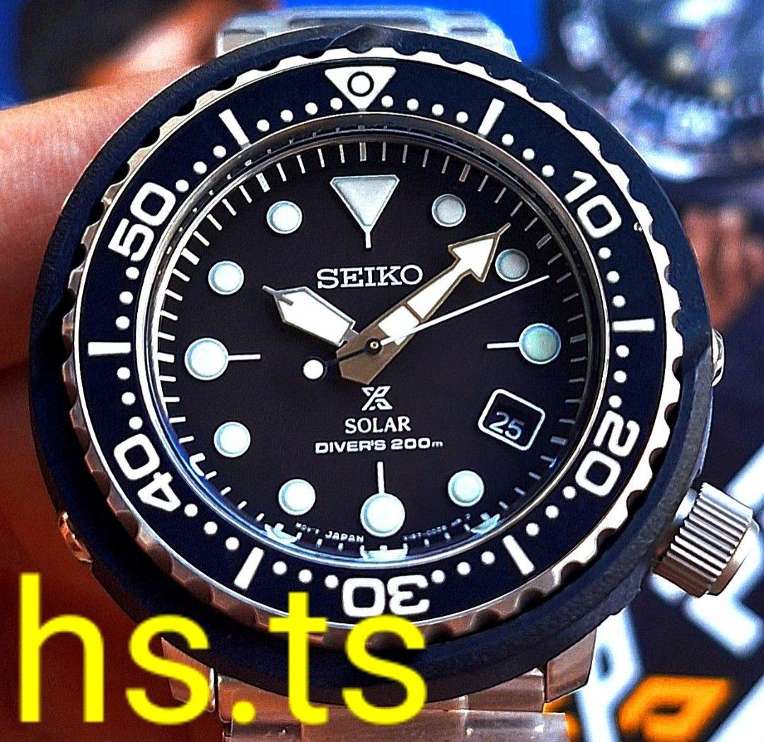 Cheapest Seiko Tuna Steel Black Solar Prospex Divers Watch