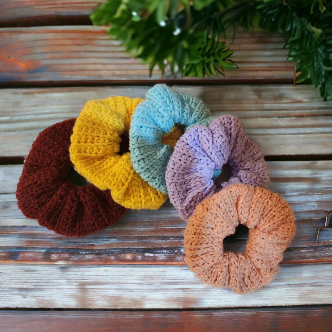 Rainbow Super Soft Crochet Scrunchie