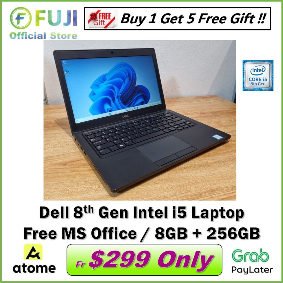 Dell 8th Gen Intel i5 Laptop 8GB RAM 256GB SSD Free MS