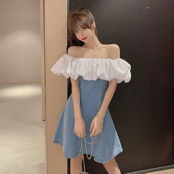 Denim off shoulder dress Women s Fashion Dresses Sets Dresses