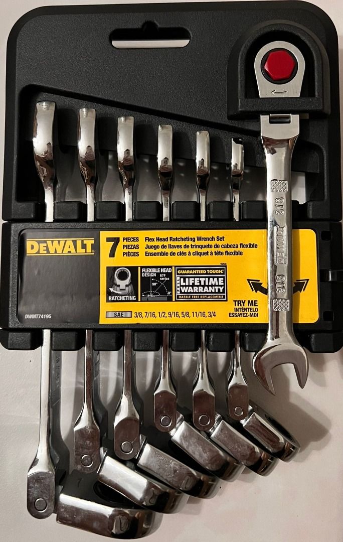 DEWALT Combination Ratcheting Wrench Set SAE Standard Wrenches Flex Head 7 Piece set Or 8 Piece Set Furniture Home Living Home Improvement Organisation Home Improvement Tools Accessories on Carousell