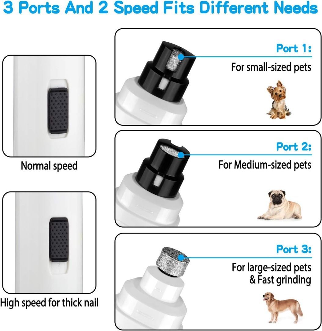 Dog Nail Grinder Upgraded Professional 2 Speed Electric