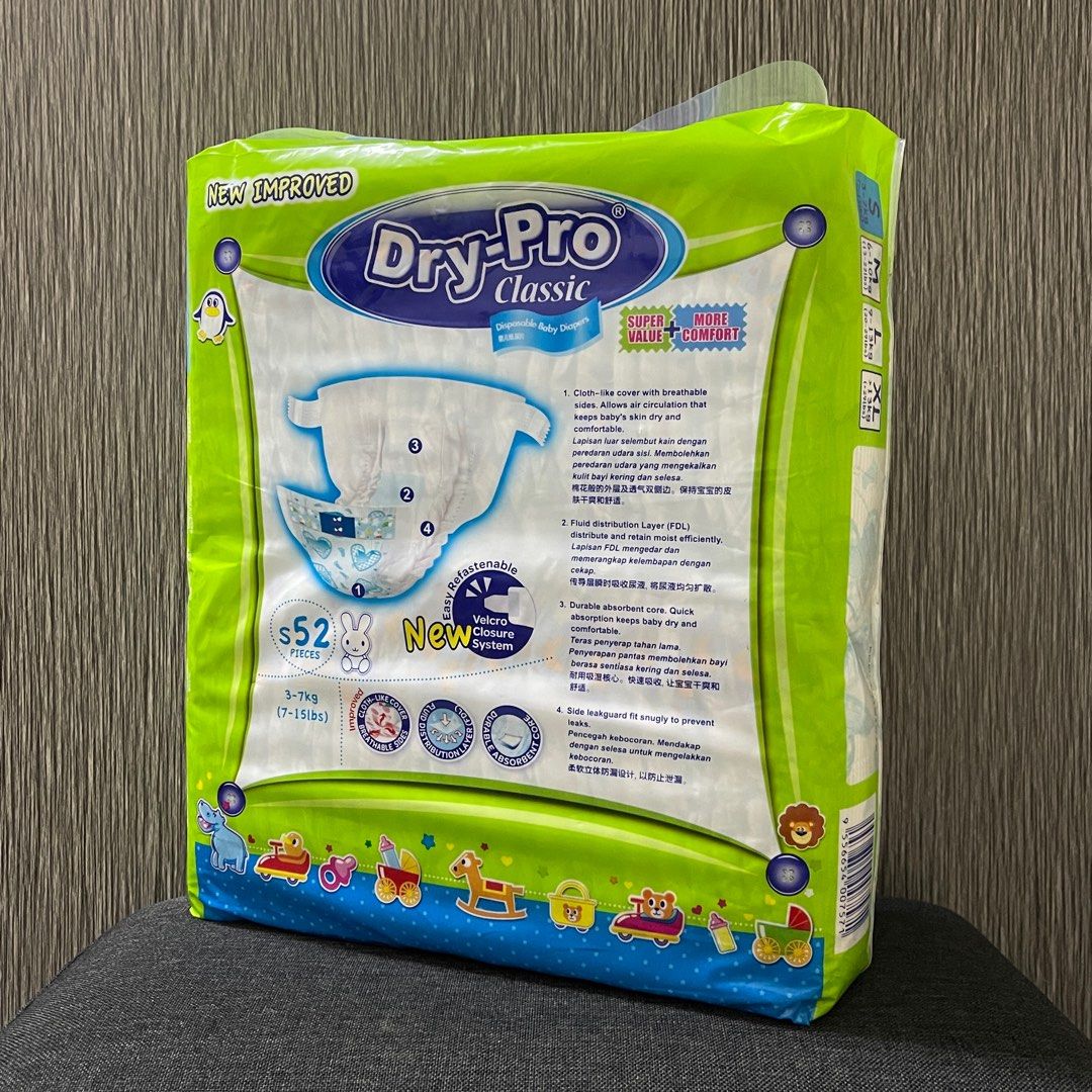 Dry Pro Classic Baby Tape Diapers S52 S Size