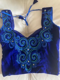 Electric elsa blue velvet material Lehenga