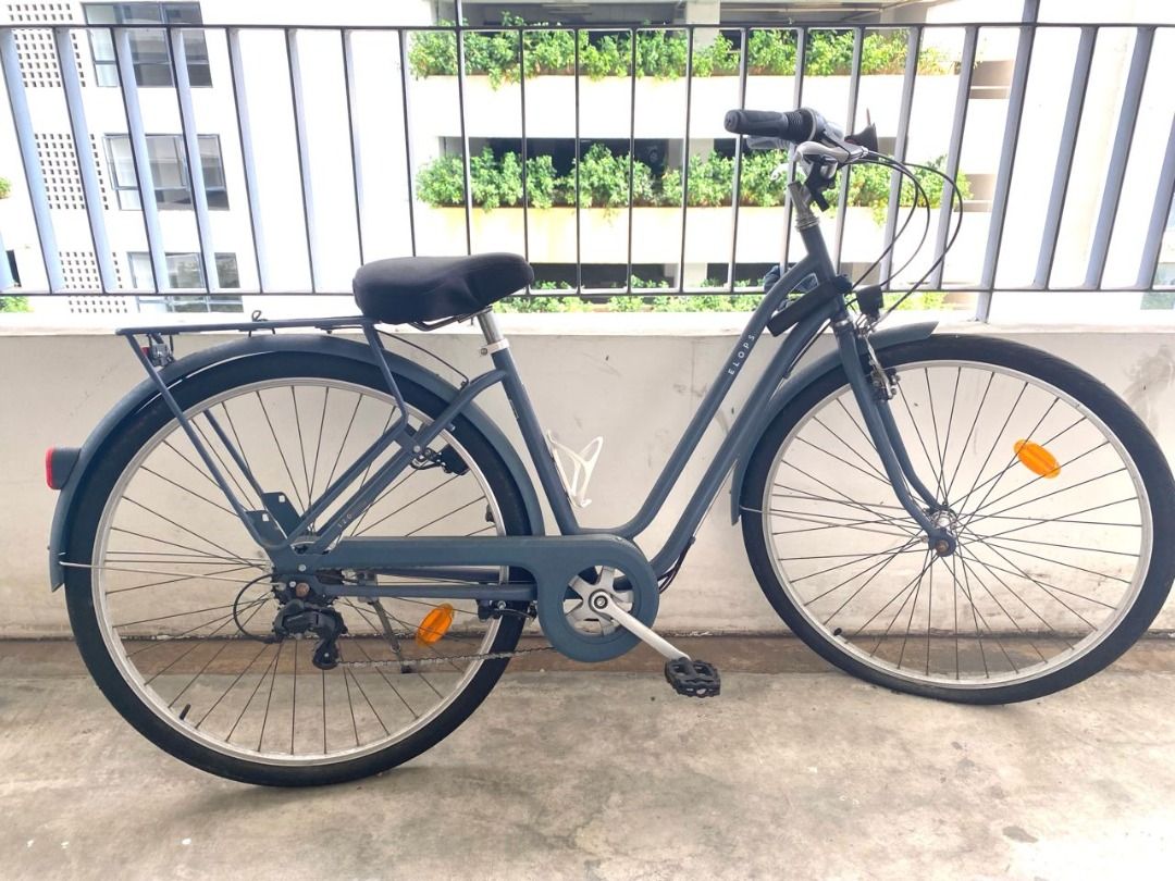 Elops 120 Bicycle City Bike Low Frame 28 Inch 6 Speed Denim Blue Elops