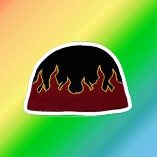 Flame Beanie Snap On Vibes Hat 100% Acrylic Wrap Design Adult Size Fits Small-Med [OUTDATED]