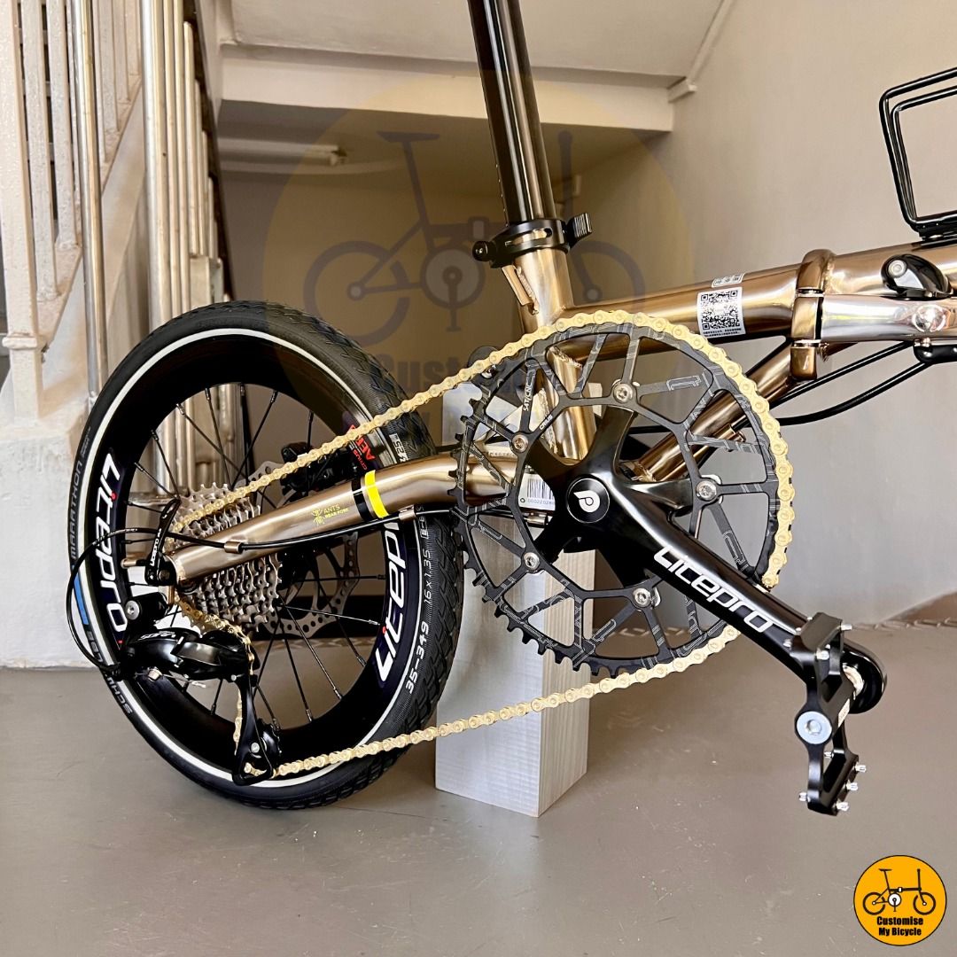 Fnhon Gust 18 9 Speeds Shimano Litepro Schwalbe Foldable Folding Foldie Folding Bike Bicycle 16 Inch 349 Titanium Gold Velocity Fnhon
