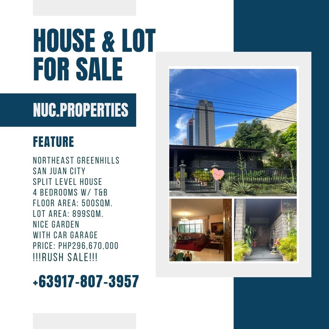 For Sale RUSH SALE HOUSE & LOT Northeast Greenhills, San Juan City
