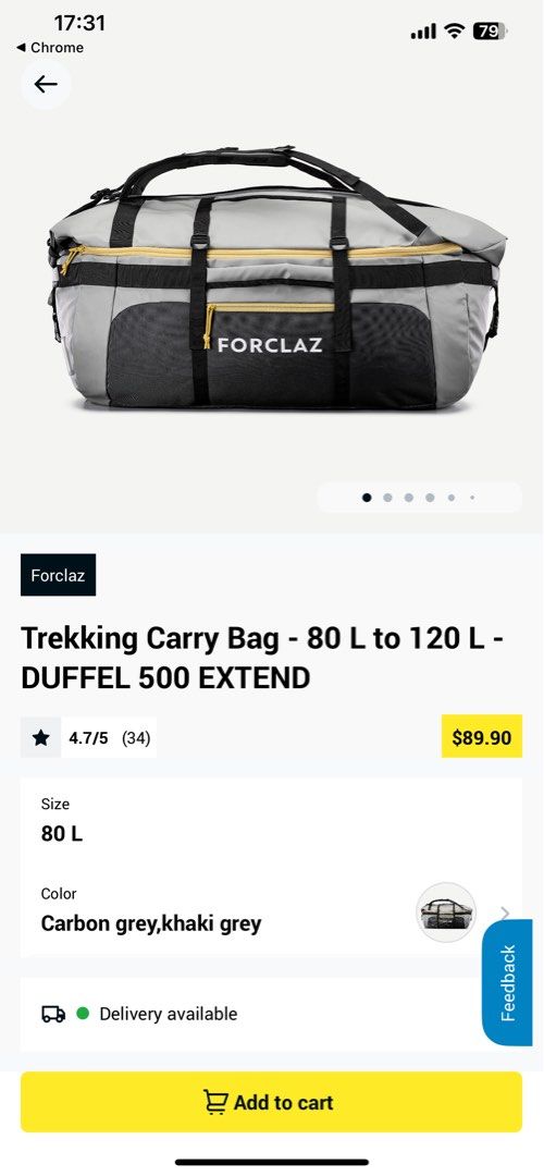 Forclaz Duffel Bag 80 to 120l Sports Equipment Hiking Camping