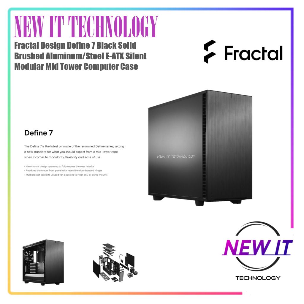  Fractal Design Define 7 Black Solid Brushed Aluminum/Steel  E-ATX Silent Modular Mid Tower Computer Case : Electronics