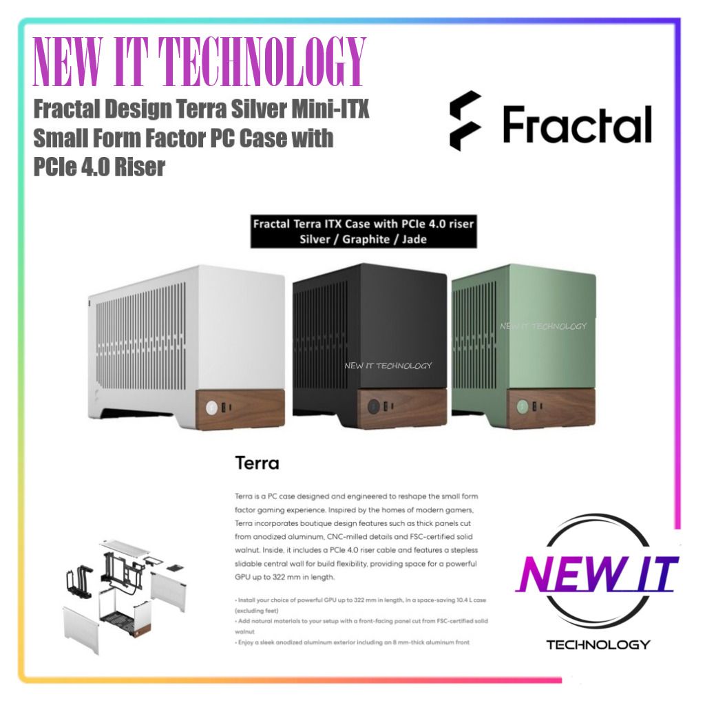Fractal Design Terra Graphite Mini-ITX Small Form Factor PC Case with PCIe  4.0 Riser 