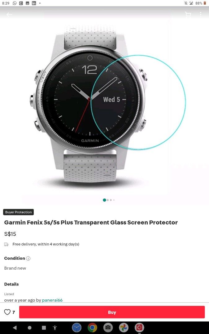 Garmin fenix 5s glass sale
