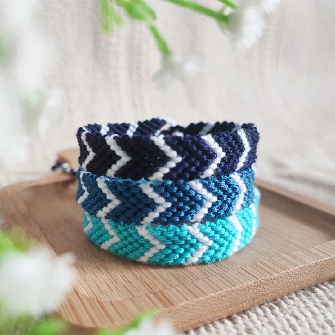 Hand knotted Classic Chevron Friendship Anklets Bracelets