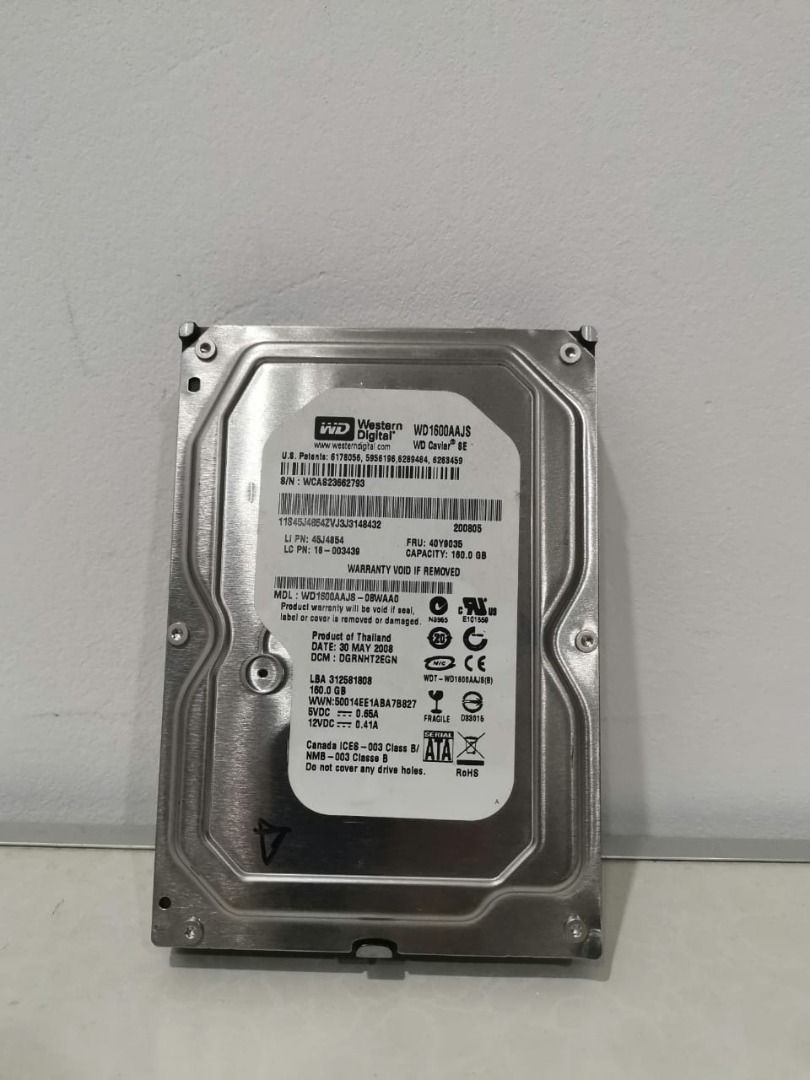 Harddisk (Category: Hard Disks & Thumbdrives) located in Kajang. Submitted by green_tanps (Listing ID 1267085529, Image 3). Description: Western Digital Harddisk 2 x Harddisk 500GB (SATA) RM50/pc 1 x Harddisk 160GB (SATA) RM25/pc 1 x Harddisk 160GB (IDE) RM25/pc free SATA cables with purchase.