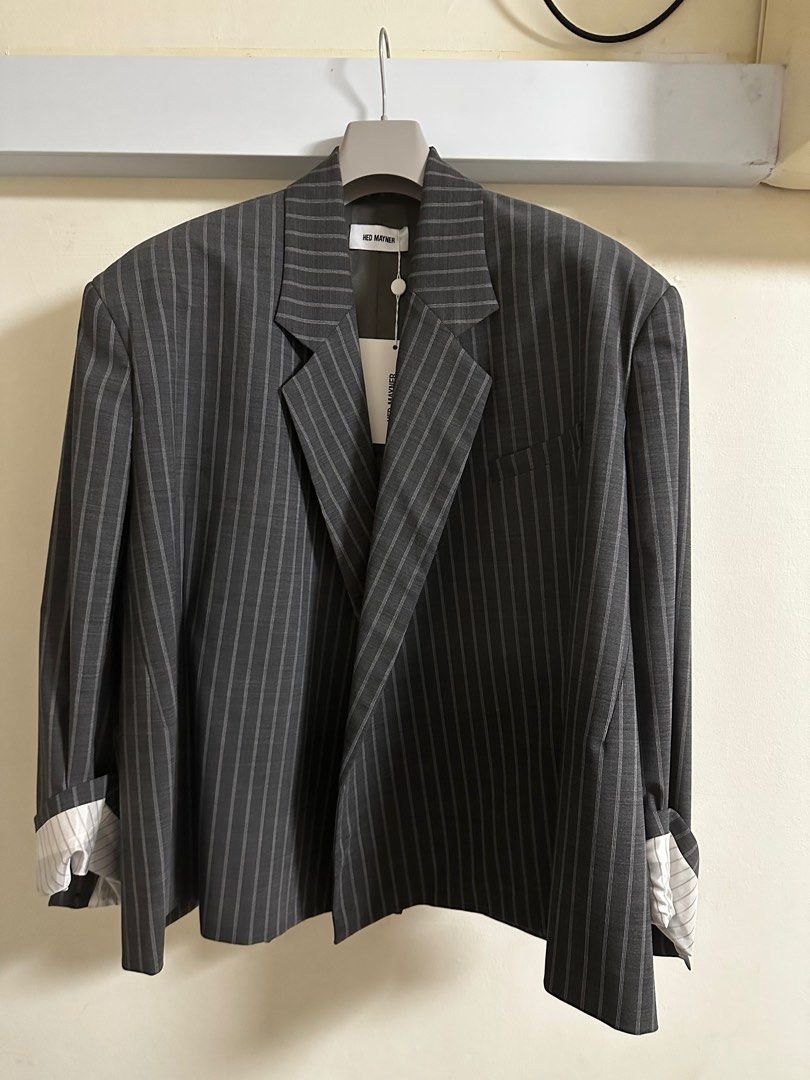 Hed Mayner ss23 pinstripe wool blazer Men s Fashion Coats