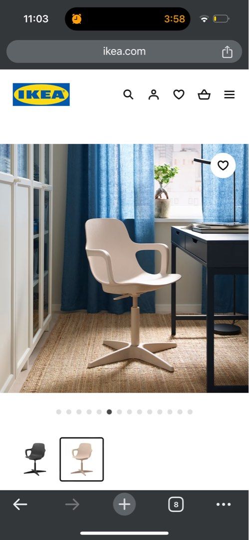 IKEA Beige Swivel Chair Odger Furniture Home Living Furniture Chairs on Carousell