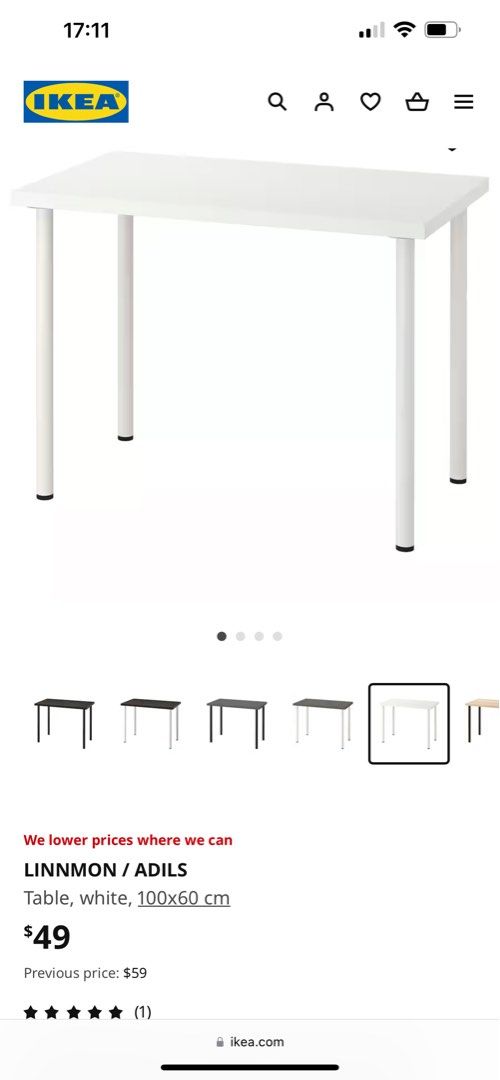 IKEA Study Table Linnmon, Furniture & Home Living, Furniture, Tables