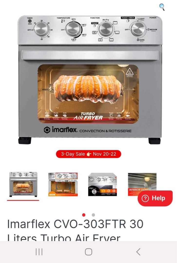IMARFLEX TURBO AIR FRYER, TV & Home Appliances, Kitchen Appliances, Ovens & Toasters on Carousell