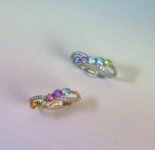 Infinity half eternity gemstones ring