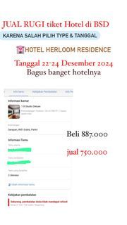 JUAL RUGI TIKET HOTEL BSD