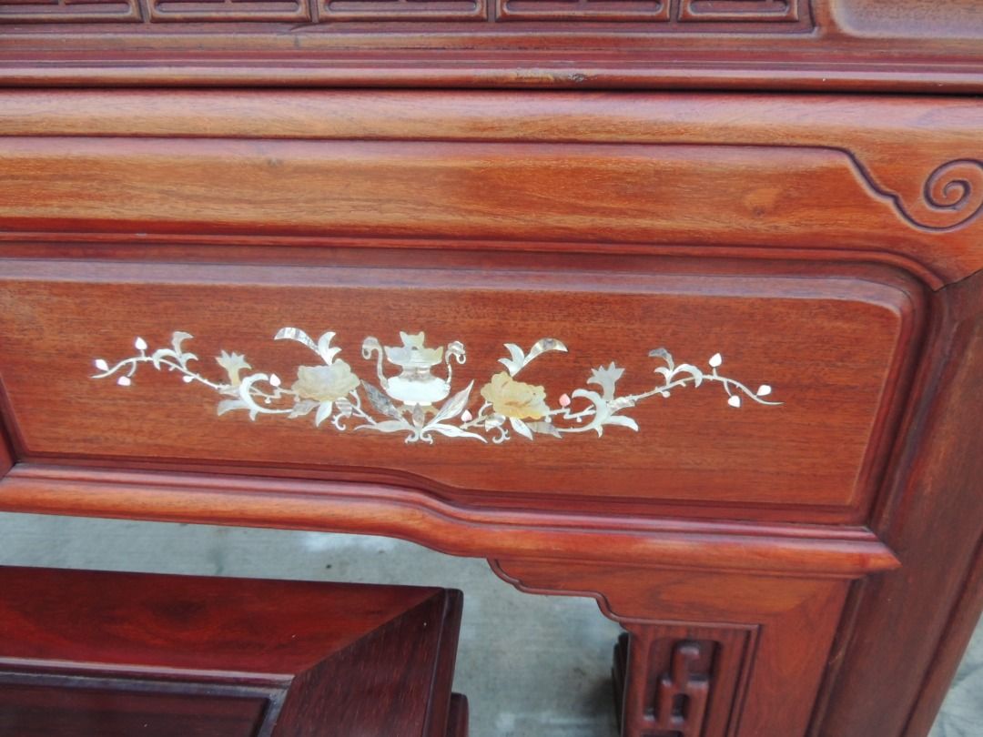 K28353 上下二件鑲貝紅木神明桌176 @ 神明桌供桌回收神桌神桌佛桌祖先桌二手神明桌二手神桌家具回收衣櫃回收回收茶几, 家具及居家用品,