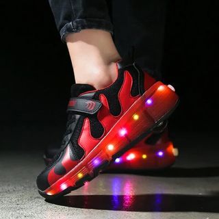 Kids Wheel Shoes Sneakers LED Light UP USB Rechargeable roller skates