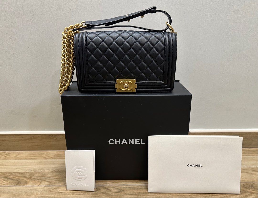 LIKE NEW 2021 Chanel Boy Medium GHW Luxury Bags Wallets on Carousell