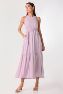 LOVET bianca cross-back padded maxi dress