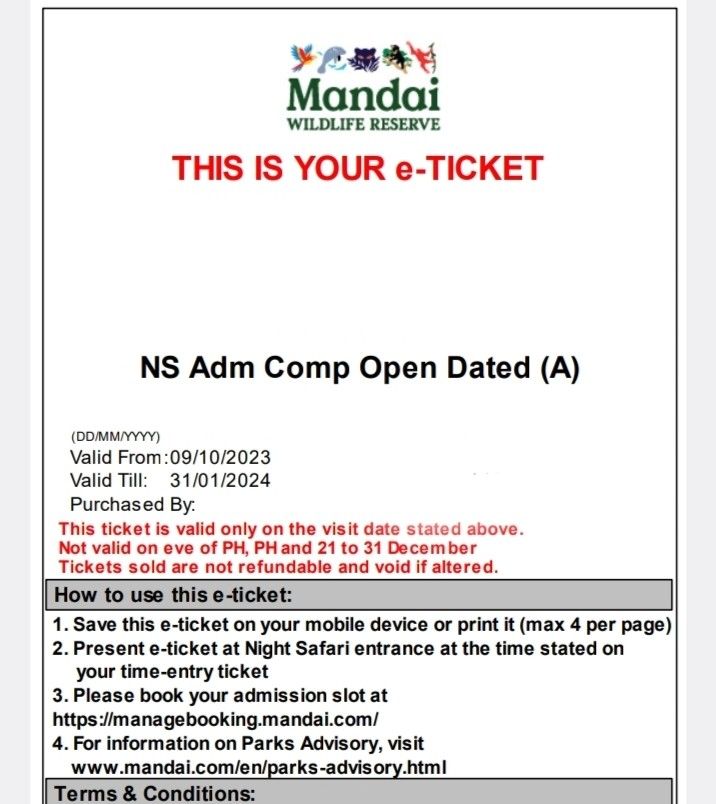 Mandai night safari tickets vouchers local attractions transport