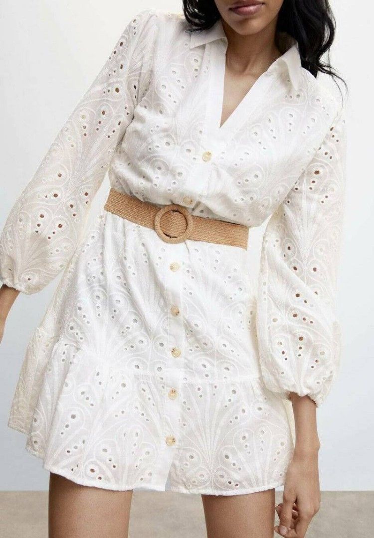 Mango belt shirt dress discount