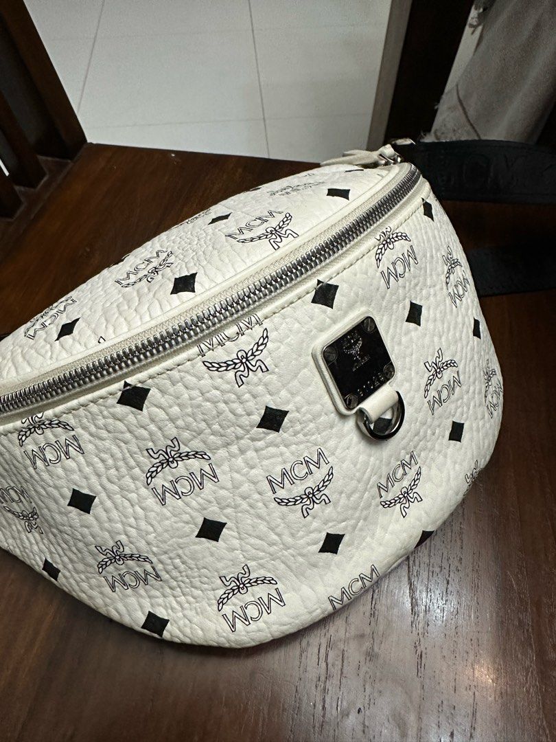 MCM BELT BAG CROSS BODY BAG IN WHITE Women s Fashion Bags