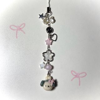 Miffy Headphones Bow Pink Beaded Wire Phone Charm
