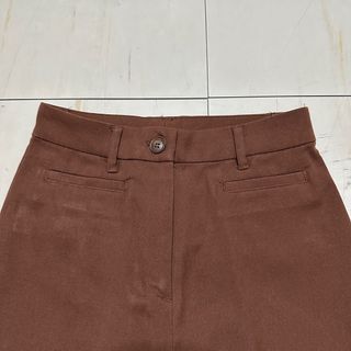 MONKI Brown Structured High Waist Pants