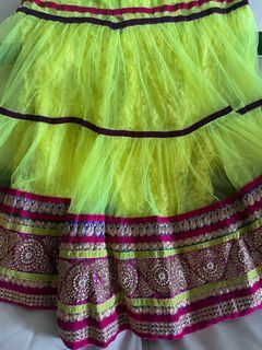 Neon yellow and gold blouse Lehenga flared