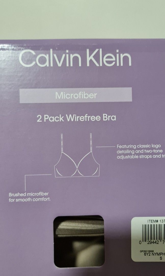 NEW Calvin Klein Small 2pack wire free Bra, Women's Fashion