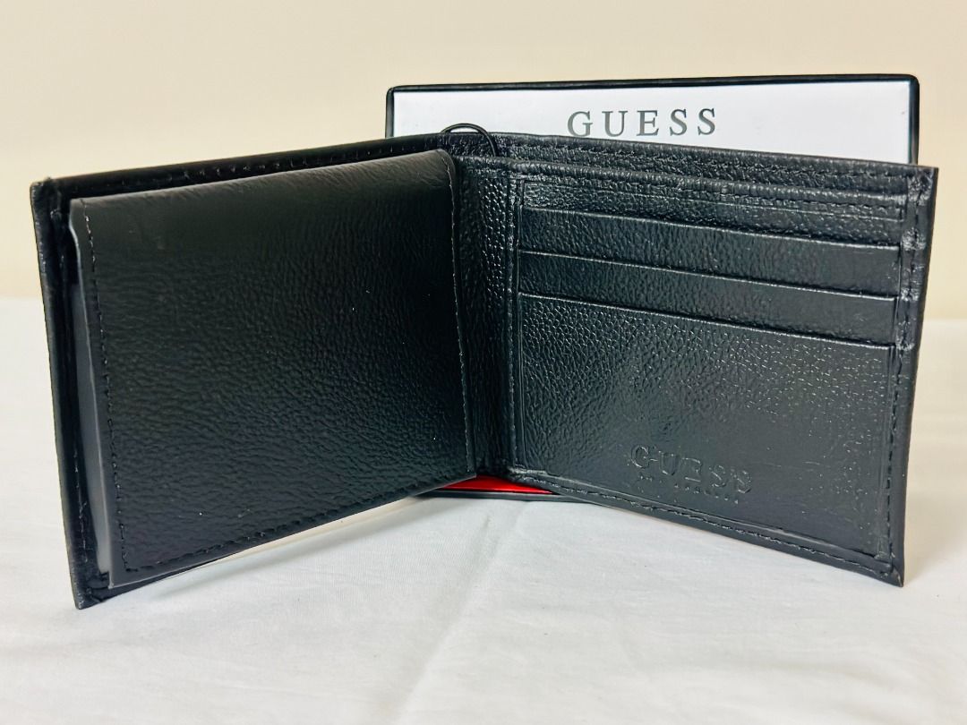 NEW! GUESS BLACK SIGNATURE LOGO BILLFOLD BIFOLD LEATHER & VALET MEN'S WALLET 48 SALE, Men's