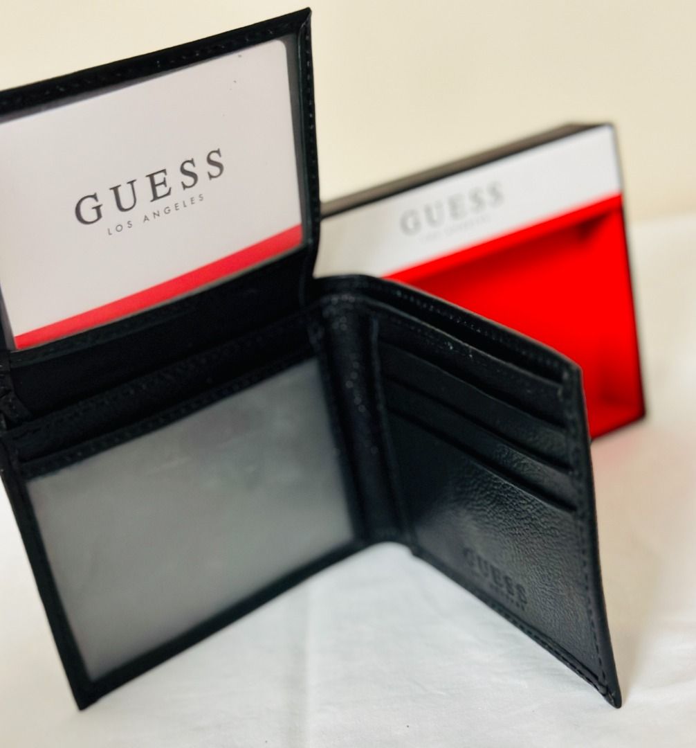 NEW! GUESS BLACK SIGNATURE LOGO BILLFOLD BIFOLD LEATHER & VALET MEN'S WALLET 48 SALE, Men's