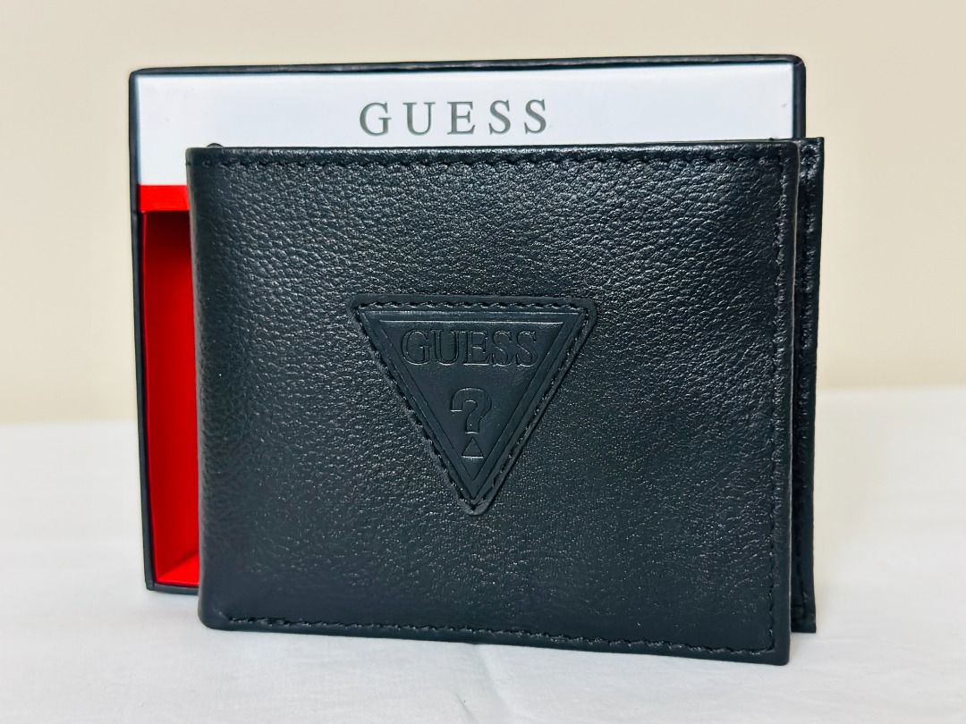 NEW! GUESS BLACK SIGNATURE LOGO BILLFOLD BIFOLD LEATHER & VALET MEN'S WALLET 48 SALE, Men's