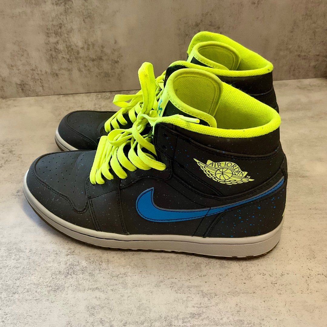 NIKE Air Jordan 1 Retro High BHM 藍勾勾星空底螢光鞋帶高筒鞋