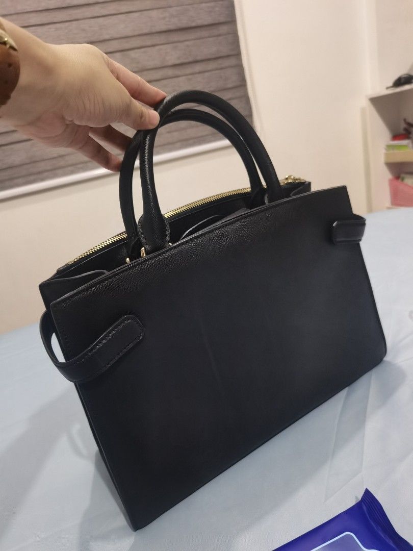 Original Michael Kors Karla MD EW Satchel Black Saffiano Leather Shoulder 35t8gkgs2l