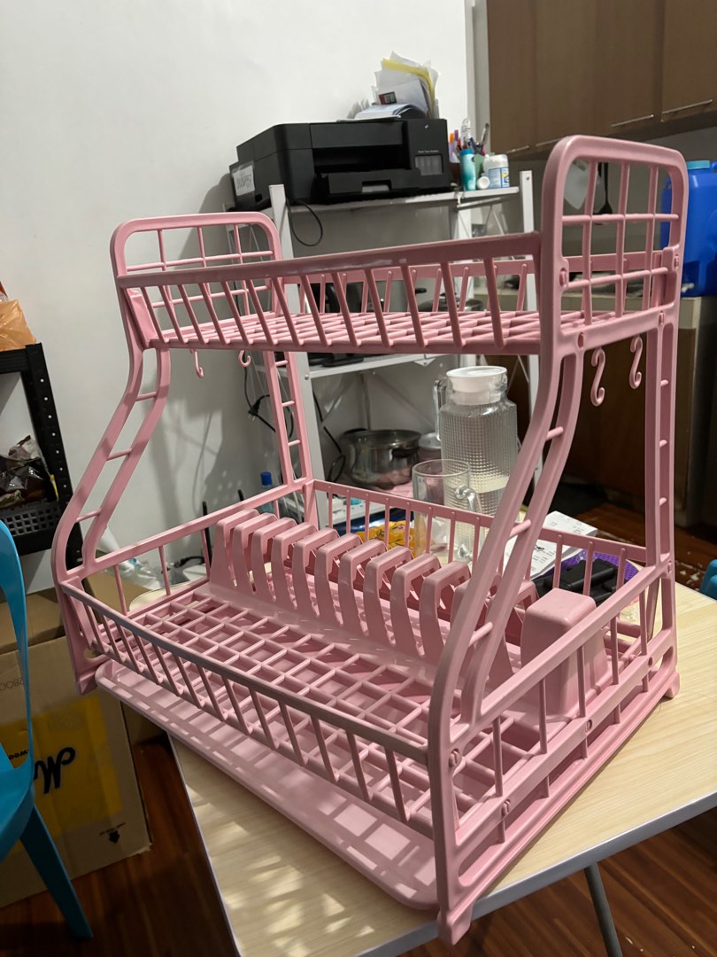 PINK DISH RACK, Furniture & Home Living, Bathroom & Kitchen Fixtures on