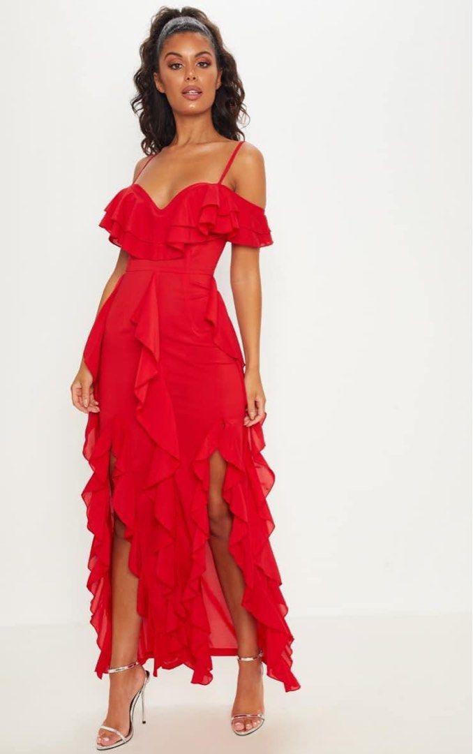 Red dress prettylittlething deals