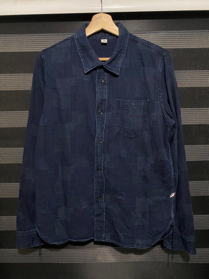Blue Blue Japan Unisex Knitted Pure Indigo Hand-dyed T-shirt - Light Indigo main image 1
