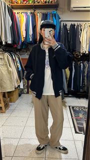 深藍羊毛棒球外套 古著 二手選物 Vintage