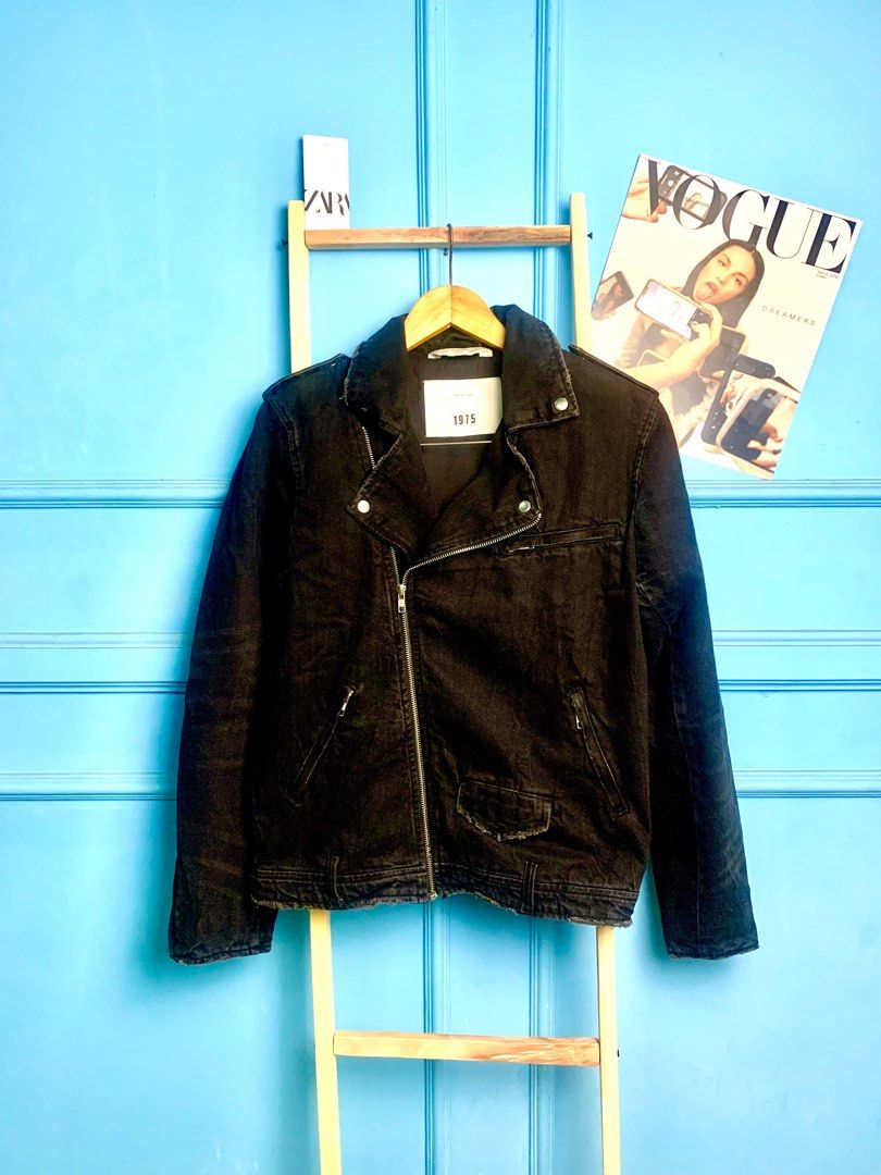 Jaket Jeans Biker Zara ?[RARE]? ZARA MAN Black Biker Ramones Denim