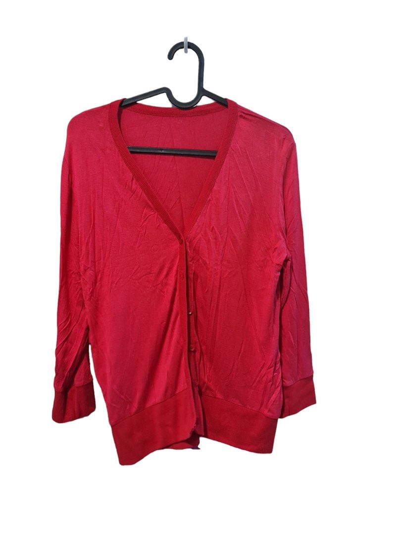 Red cardigan with hood sale