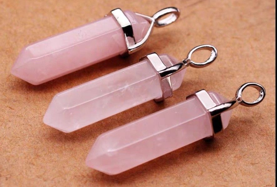 Real rose best sale quartz pendant