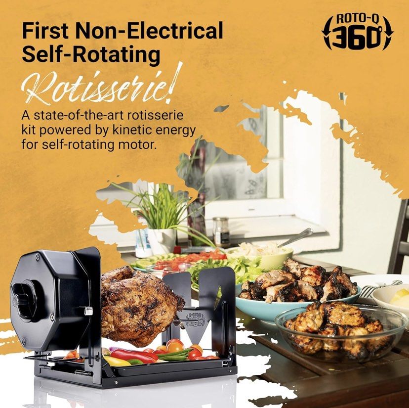 ROTO Q 360 Cordless Universal Rotisserie Kit for Grills Ovens and